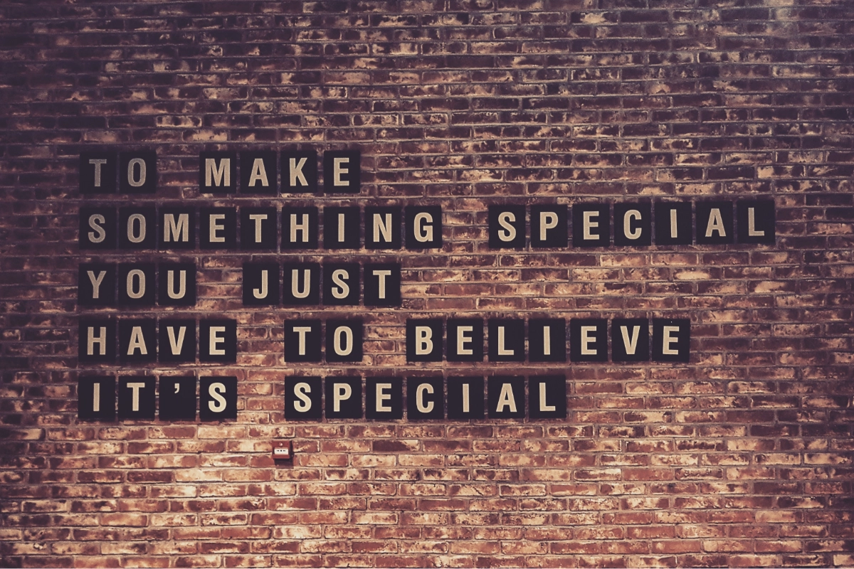 affirmation on a brick wall