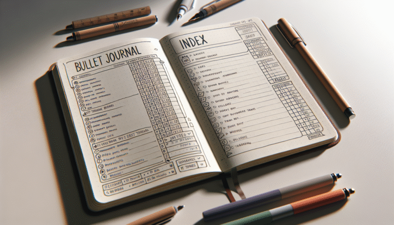 open bullet journal showing the index page