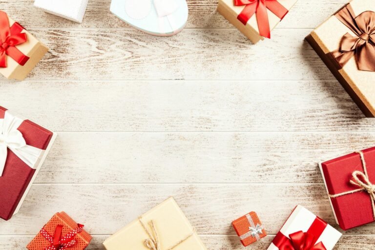 flat lay photography of present boxes
